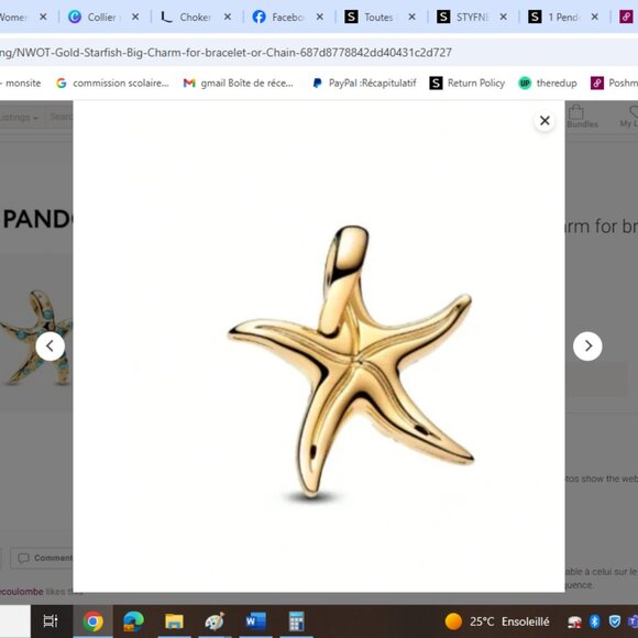 NWOT Gold Starfish Big Charm for bracelet or Chain - Picture 2 of 8